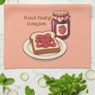[Customize] is my jam - cute jam and toast cartoon Tea Towel