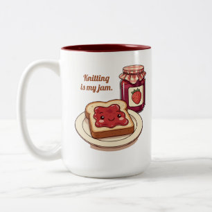 [Customize] is my jam - cute jam and toast cartoon Two-Tone Coffee Mug