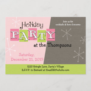 CUSTOMIZE IT -Atomic Retro Holiday Party Invite