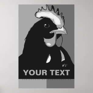 CUSTOMIZE IT Black & White Pop Art ChickenPoster Poster