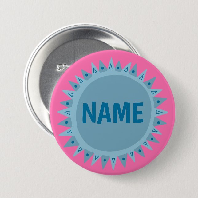 CUSTOMIZE IT Blue Sunshine Pink 7.5 Cm Round Badge (Front & Back)