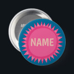 CUSTOMIZE IT Pink Blue Sunshine Name Tag  7.5 Cm Round Badge<br><div class="desc">Decorate your outfit with this cool art button. Makes a great  gift! You can customise it and add text too. Check my shop for lots more colours and patterns! Let me know if you'd like something custom too.</div>