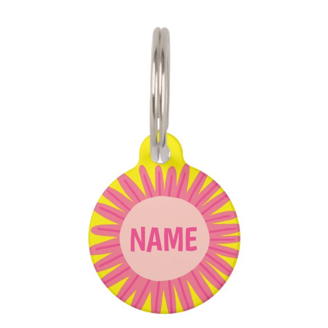 CUSTOMIZE IT Pink Daisy Flower Name Tag  ID (Front)