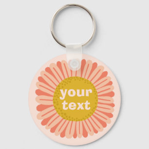 CUSTOMIZE IT Pink Daisy Sunflower Name Tag Key Ring