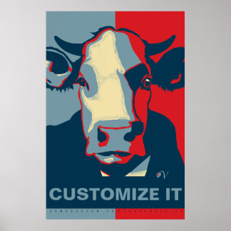 CUSTOMIZE IT Red White Blue Pop Art Cow Poster