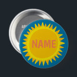 CUSTOMIZE IT Yellow Blue Sunshine Name Tag   7.5 Cm Round Badge<br><div class="desc">Decorate your outfit with this cool art button. Makes a great  gift! You can customise it and add text too. Check my shop for lots more colours and patterns! Let me know if you'd like something custom too.</div>
