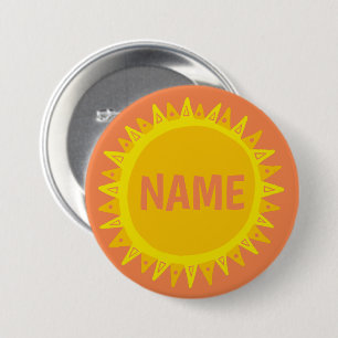 CUSTOMIZE IT Yellow Orange Sunshine Name Tag  7.5 Cm Round Badge