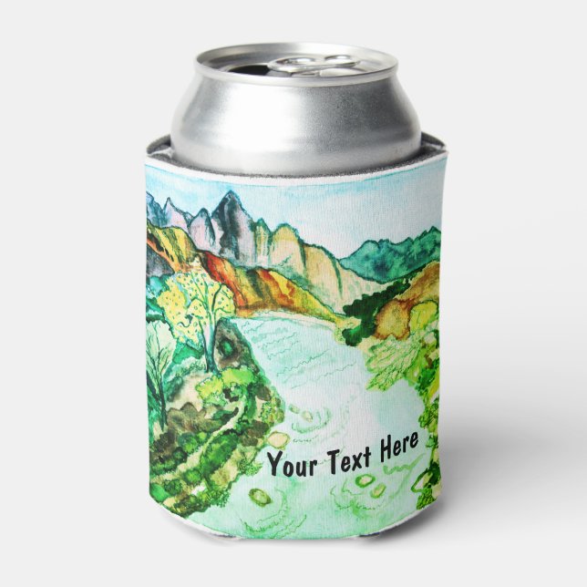 CUSTOMIZE IT! Zion National Park Utah Watercolor Can Cooler (Can Front)