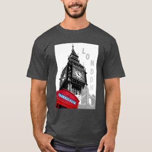 Customize London Big Ben Clock Tower Red Telephone T-Shirt