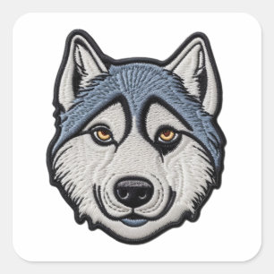 CUSTOMIZE ME Husky Embroidered Design Square Sticker