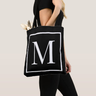 Customize monogram black white   Any background  Tote Bag