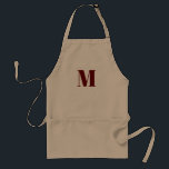 Customize monogram initial burgundy maroon white standard apron<br><div class="desc">Customize monogram initial burgundy maroon white Adult Apron</div>