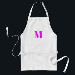 Customize monogram initial magenta pink white standard apron<br><div class="desc">Customize monogram initial magenta pink white Adult Apron</div>