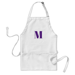 Customize monogram initial purple violet white standard apron