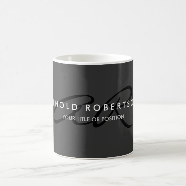 Customize Monogram Plain Gray Black Add Name Coffee Mug (Center)