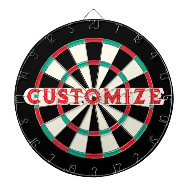 CUSTOMIZE Old Classic Style personalised Red Text Dartboard (Front)