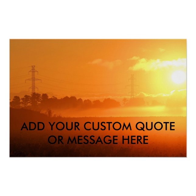 Customize Quote Morning Sunrise with Fog Poster (Front)