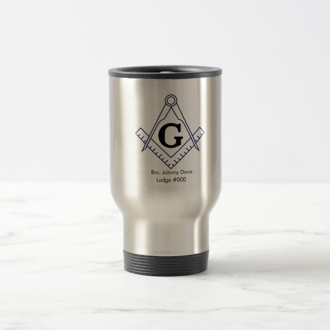 Customize this Masonic Stainless Steel Travel Cup (Center)
