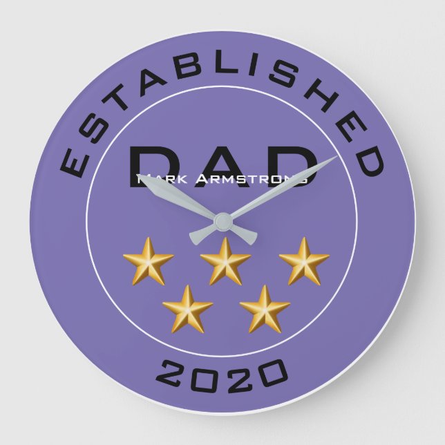 Customize Top Five Star Dad, Step Dad Father's Day Large Clock (Front)