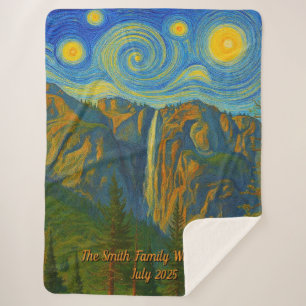 Customize van Gogh Yosemite Valley Family Vacation Sherpa Blanket