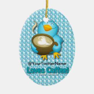 Customize W/ Your Twitter Name Coffee Bird Ceramic Tree Decoration