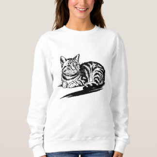Customize White Black Cat Mom Cute Funny Pet Photo Sweatshirt