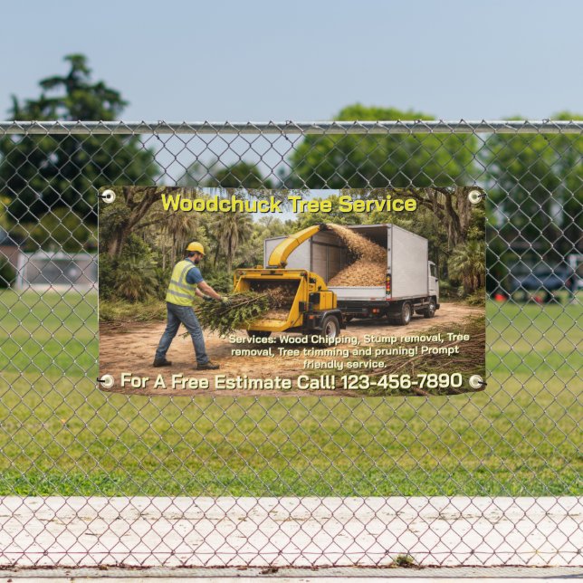 Customize Wood Chipping Business Down South Fence  Banner (Insitu)