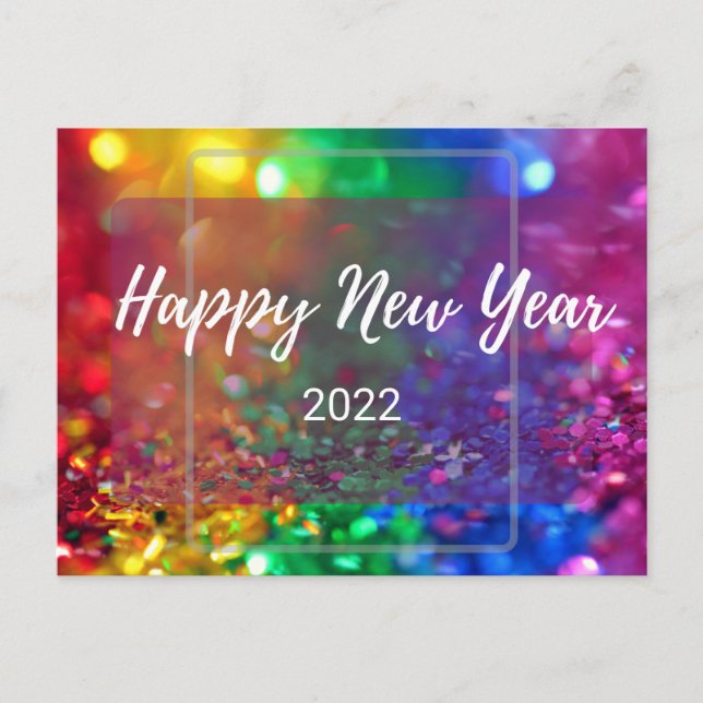 Customize Year Colorful Happy New Year Design Postcard (Front)