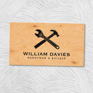 Customize Your Logo   Handyman Plywood Texture Business Card