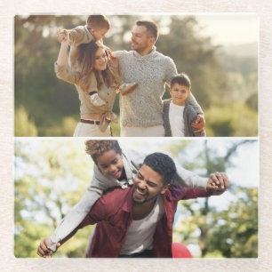 Customize Your Own 2 Photo Collage  Glass Coaster
