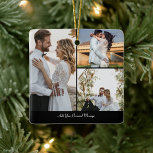Customize Your Own 3 Photo Collage Ceramic Ornament