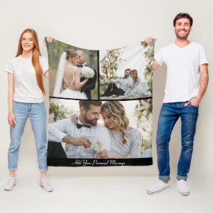 Customize Your Own 3 Photo Collage Poster Fleece Blanket