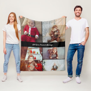 Customize Your Own 5 Photo Collage Fleece Blanket