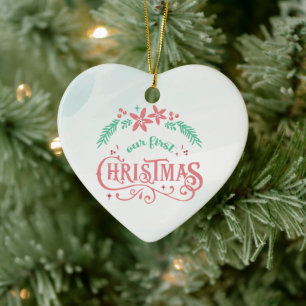 Customize Your Text Gold Christmas Married Ceramic Tree Decoration