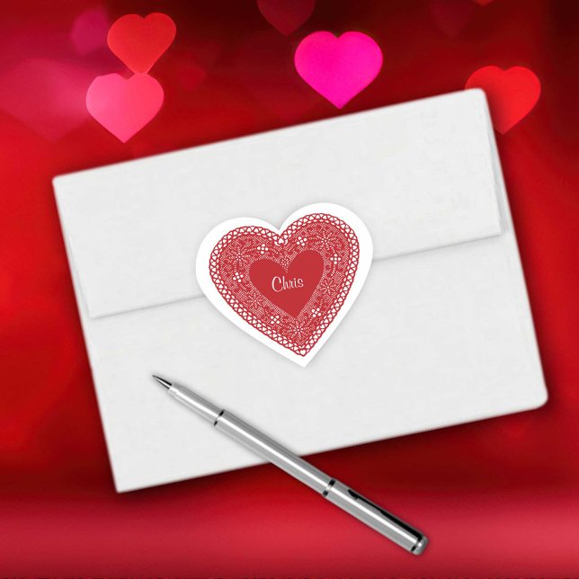 Customize Your Vintage Lace Heart Heart Sticker (Customize Your Vintage Lace Heart Sticker. Personalize the name!)