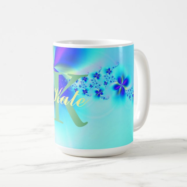 Customizeable Abstract Fractal Art Pattern Coffee Mug (Front Right)