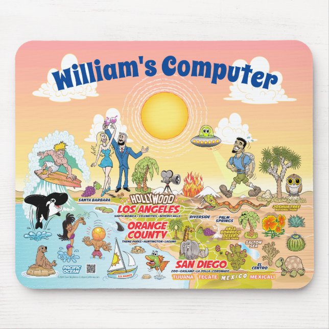 Customizeable California Cartoon Mouse Pad (Front)