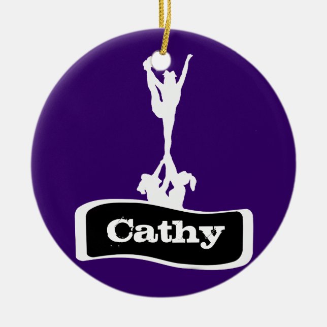 Customizeable  Cheerleader stunt ornament (Front)