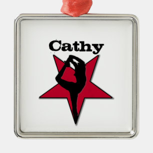 Customizeable Cheerleader white star ornament