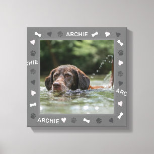 Customizeable Dog Photo and Personalized Name Canvas Print
