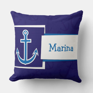 Customizeable Name Nautical Boat Ship Anchor Cushion