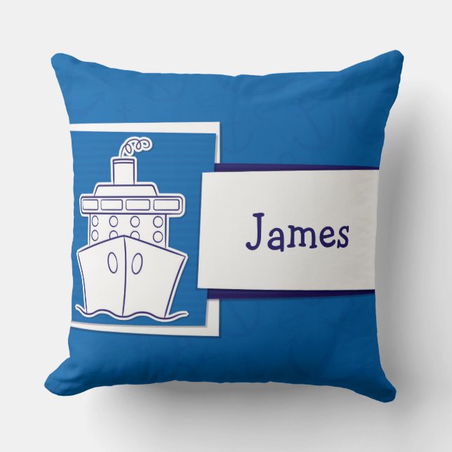Customizeable Name Nautical Cruise Ship Cushion (Front)