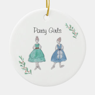Customizeable Nutcracker Party Girls Keepsake Ceramic Tree Decoration
