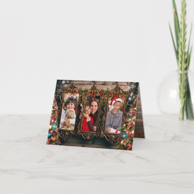 Customizeable Picture Frame Country Christmas Card (Front)