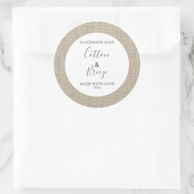 Customizeable Soap Label Floral Pattern Burlap (Bag)