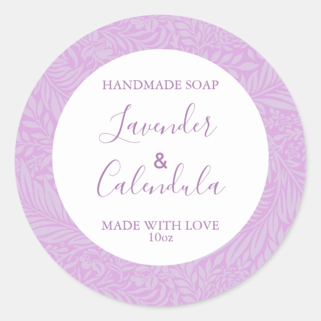 Customizeable Soap Label Floral Pattern Lavender (Front)
