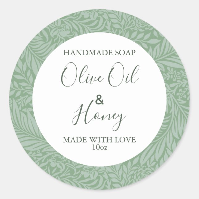 Customizeable Soap Label Floral Pattern Olive Oil (Front)