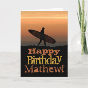 Customizeable Surfer Birthday Card