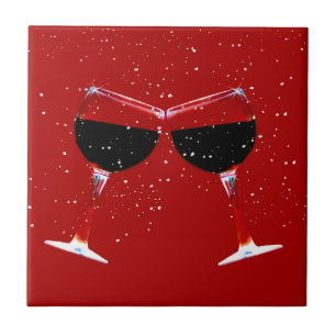 Customizeable Toasting Wine Glasses Tile