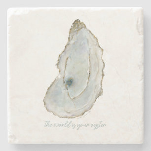 Customizeable Watercolor Oyster Stone Coaster